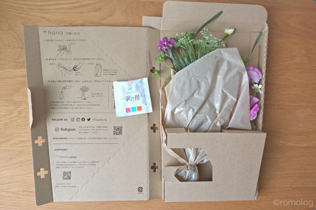 タスハナの定期便を開封した様子